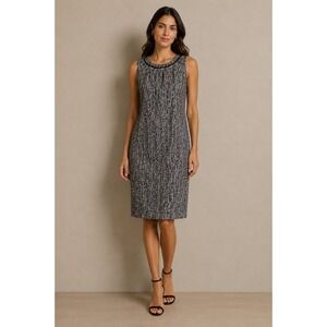 Talbots Tweed Sheath Dress Wool Blend 14 Knee Length Workwear Dark Academia